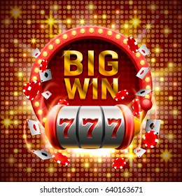 Big win slots 777 banner casino. Vector illustration