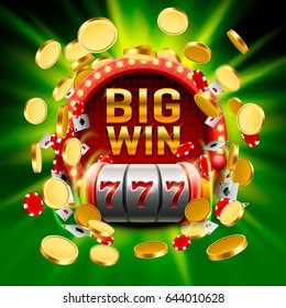 Big win slots 777 banner casino. Vector illustration 