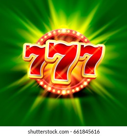 Big win slots 777 banner casino on the green background. Vector illustration 