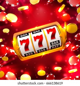 Big win slots 777 banner casino on the red background. Vector illustration