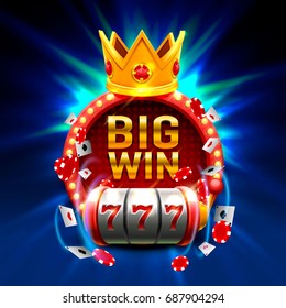 Big win slots 777 banner casino. Vector illustration 