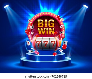 Big win slots 777 banner casino. Vector illustration 