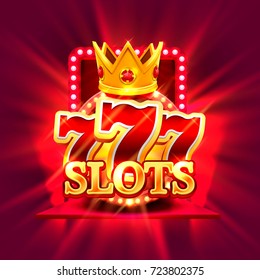 Big win slots 777 banner casino on the green background. Vector illustration 