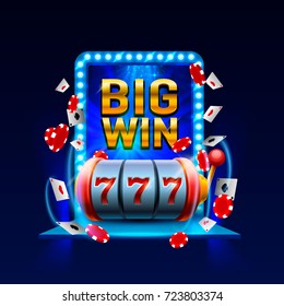 Big win slots 777 banner casino. Vector illustration 