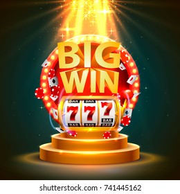 Big win slots 777 banner casino. Vector illustration