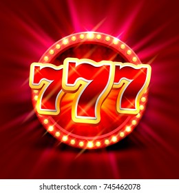 Big win slots 777 banner casino on the red background. Vector illustration 