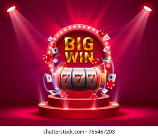 Big win slots 777 banner casino. Vector illustration 