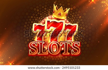 Big win slots 777 banner casino on the red background. Vector illustration