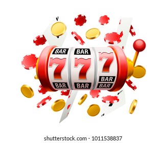 Big win slots 777 casino objects on the white background. Vector illustration