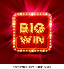 Big Win Slots Banner Casino On The Red Background. Vector Illustration