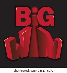 big win. vector gradient red lettering with unique volumetric letters with shadows