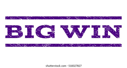 Big Win watermark stamp. Text caption between horizontal parallel lines with grunge design style. Rubber seal stamp with scratched texture. Vector indigo blue color ink imprint on a white background.