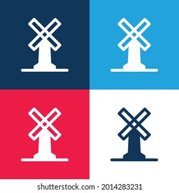 Big Windmill blue and red four color minimal icon set