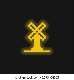 Big Windmill yellow glowing neon icon
