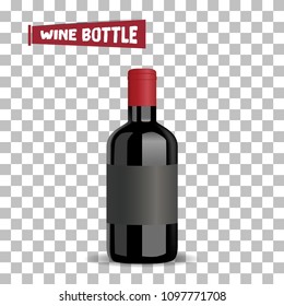Big Wine Bottle. Vector Illustration.