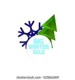 Big Winter Sale, banner design template, vector illustration