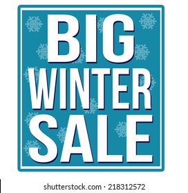 Big winter sale blue sign isolated on a white background, vector illustration