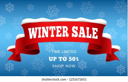 Big winter sale concept background. Realistic illustration of big winter sale vector concept background for web design