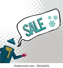 big winter sale illustration over color background