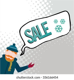 big winter sale illustration over color background