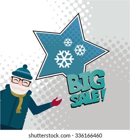 big winter sale illustration over color background