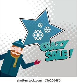 big winter sale illustration over color background