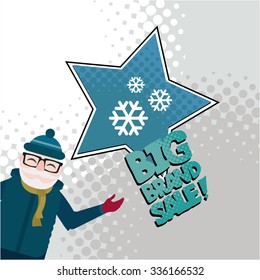 big winter sale illustration over color background