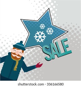 big winter sale illustration over color background