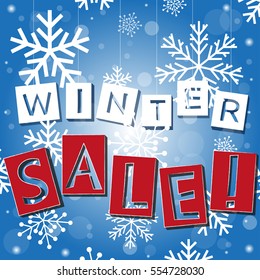 big winter sale inscription on the background of snowflakes
