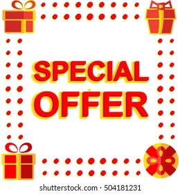Big winter sale poster with SPECIAL OFFER SALE text. Advertising vector banner template