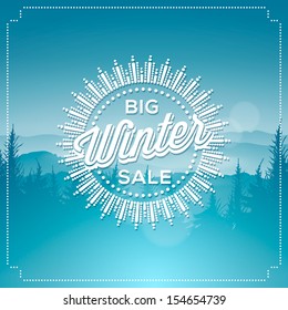 Big winter sale poster, vector illustration.