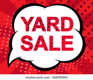 Big winter sale poster with YARD SALE text. Advertising blue and red vector banner template. Pop art style