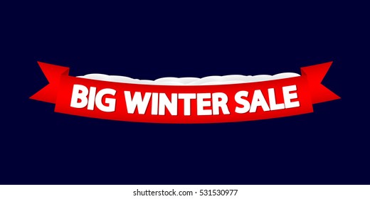 Big Winter Sale, red ribbon, banner design template, vector illustration