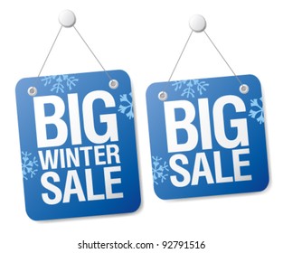 Big winter sale signs set.