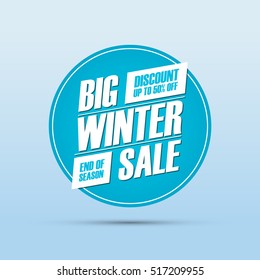 Big Winter Sale. Special offer banner, discount up to 50% off. End of season. Vector illustration.