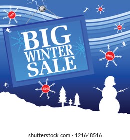 big winter sale vector illustration with number