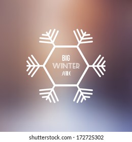 Big Winter Sale Vector Retro Badge With Blurred Background - Vector Illustration - Flat Design