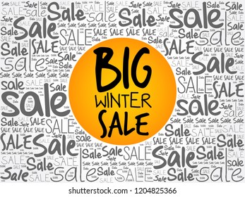 Big winter sale word cloud collage, business concept background