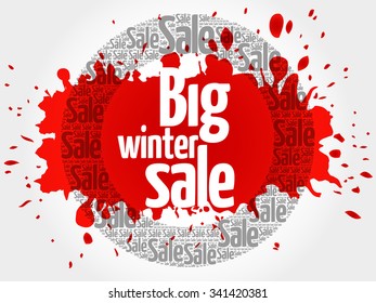 Big winter sale word cloud, business concept background