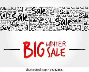 Big winter sale word cloud background, business concept