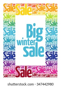 Big winter sale words cloud, business concept background