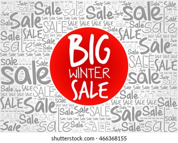 Big winter sale words cloud, business concept background