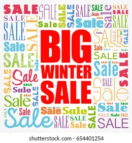 Big winter sale words cloud, business concept background