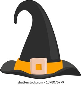 Big Witch Hat, Illustration, Vector On A White Background.