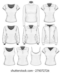 Big women's clothes collection. Vector illustration