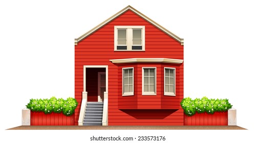 A big wooden house on a white background 