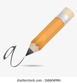 big wooden pencil with rubber write letter eps10