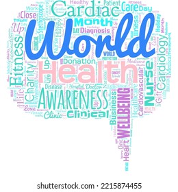 Big word cloud in the shape of speech bubble with words world health. World day of action dedicated to tackling global hunger