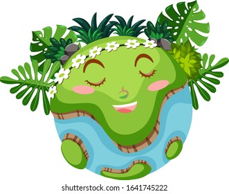Big world with big happy smile on white background illustration