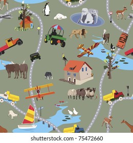 Big World For Little People - Seamless Pattern